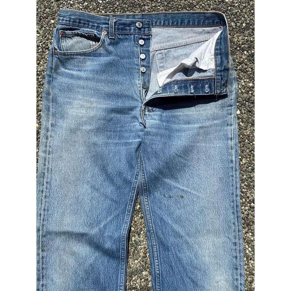 Vintage 91 Levi’s 501 0117 XX button fly 35x38(32x34) Made in USA grunge denim - Picture 4 of 9